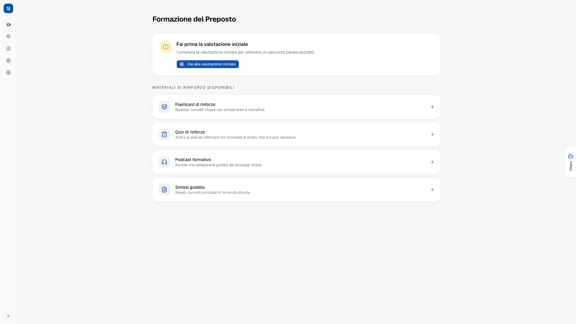 Vista lavoratore Saperia con materiali di rinforzo disponibili per il corso